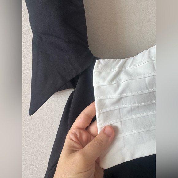 Elegant Black and White One-Shoulder Dress - Picture 5 of 13